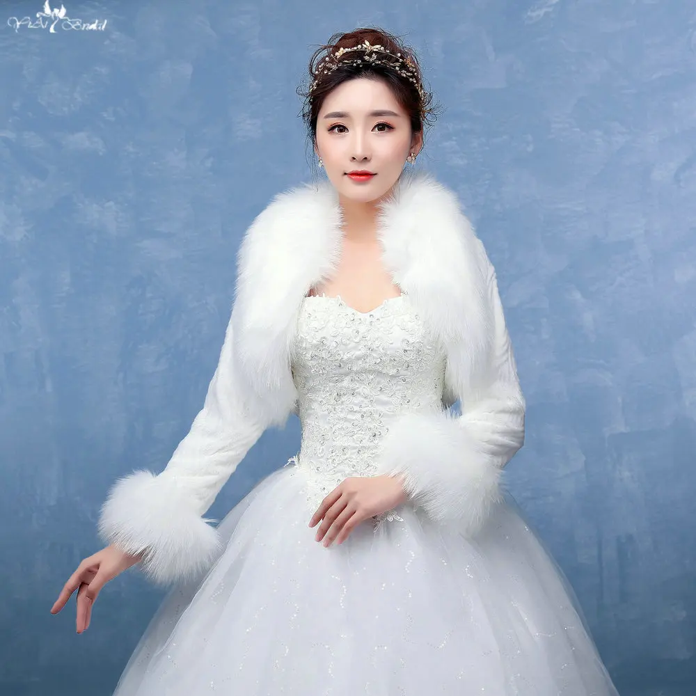 Lzp138 дамы Благородный большой меховой воротник болеро с длинным рукавом Off White Мех