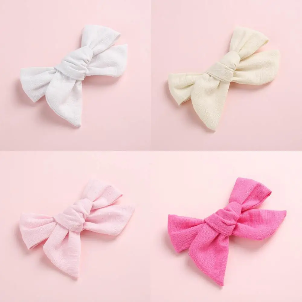 Set 18 with hairclip 4 шт./партия, ручная вязка, хлопок, лен, бант из нейлона, повязка на голову, бант для школьницы, аксессуары для волос - Цвет: Set 18 with hairclip