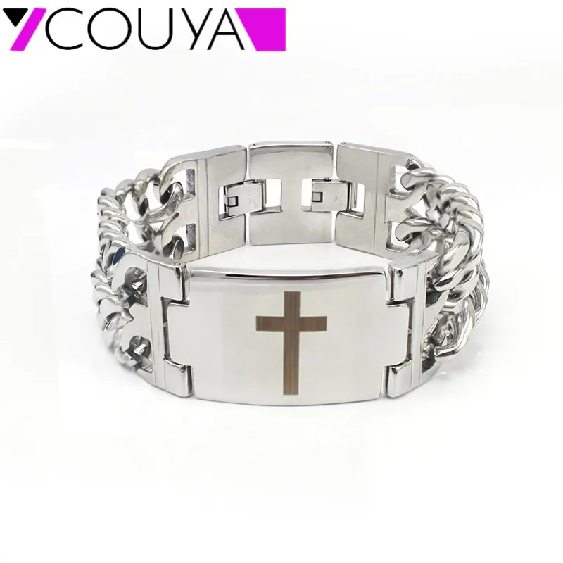 Серебряный Цвет 316 из нержавеющей стали в форме Креста & браслет для мужчин