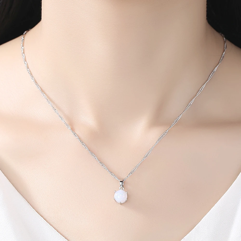 Fashion AAA Zircon Round Crystal Pendant Choker Necklace for Women Females Green Purple Blue Pink Color CZ Jewelry Gifts