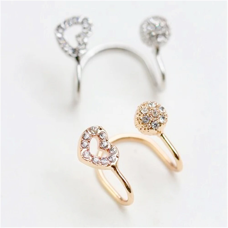 2019 модные серьги Стразы в форме любовного сердца без проколов клипсы для ушей