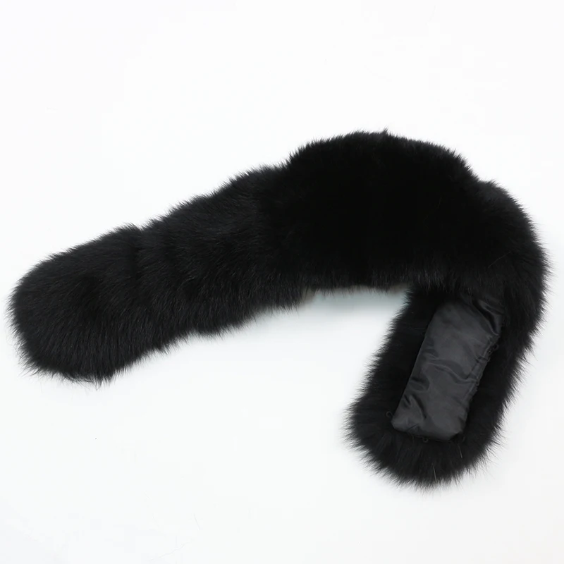 black fox fur OFTBUY натуральный меховой воротник большой натуральный мех енота лисий мех - Цвет: black fox fur