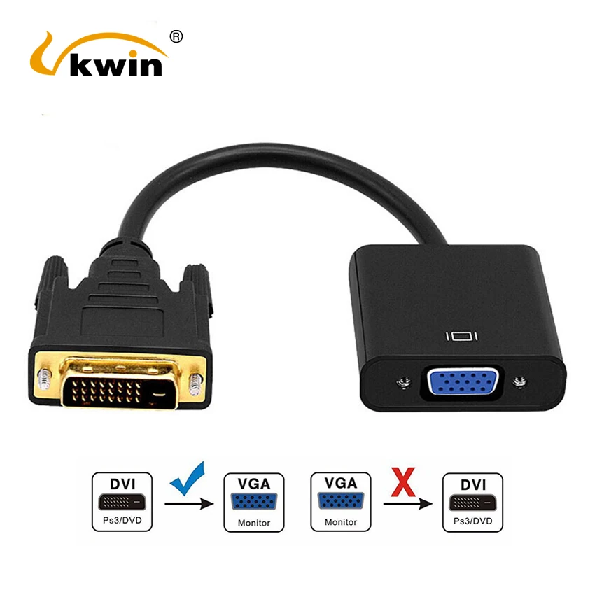 Адаптер VKWIN DVI VGA адаптер 24 + 1 штекер преобразователь цифрового сигнала в
