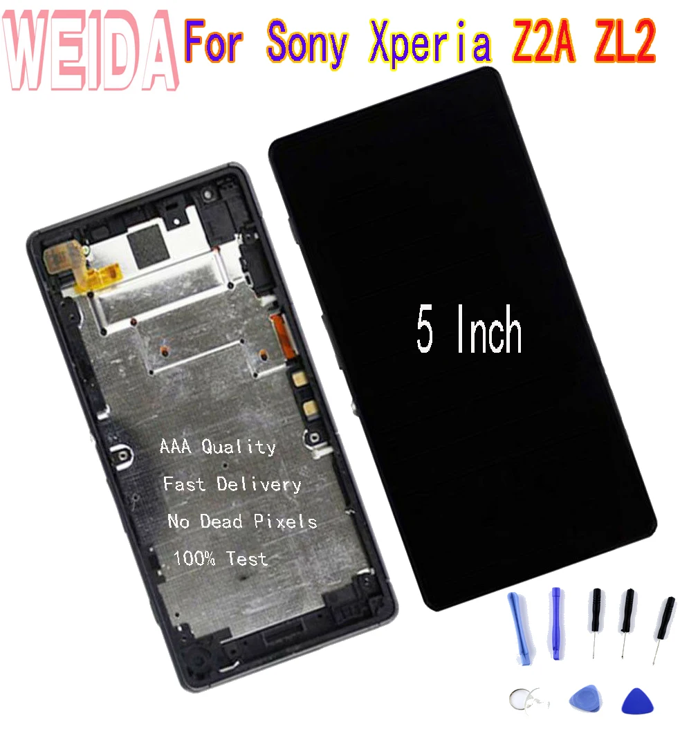 

WEIDA 5" For Sony Xperia Z2A ZL2 D6563 LCD Touch Screen Digitizer Assembly WITH frame Free tool