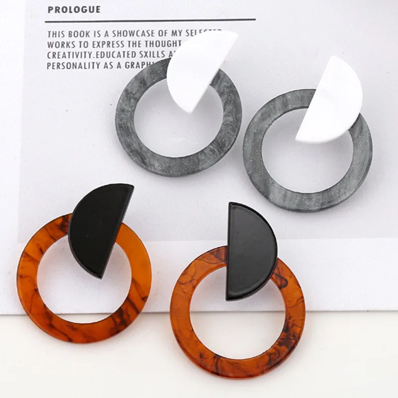 Простые Геометрические Квадратные круглые акриловые Висячие серьги для женщин