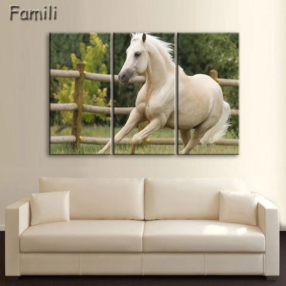 3 шт. крутая Черная лошадь настенная живопись реалистичное животное холст