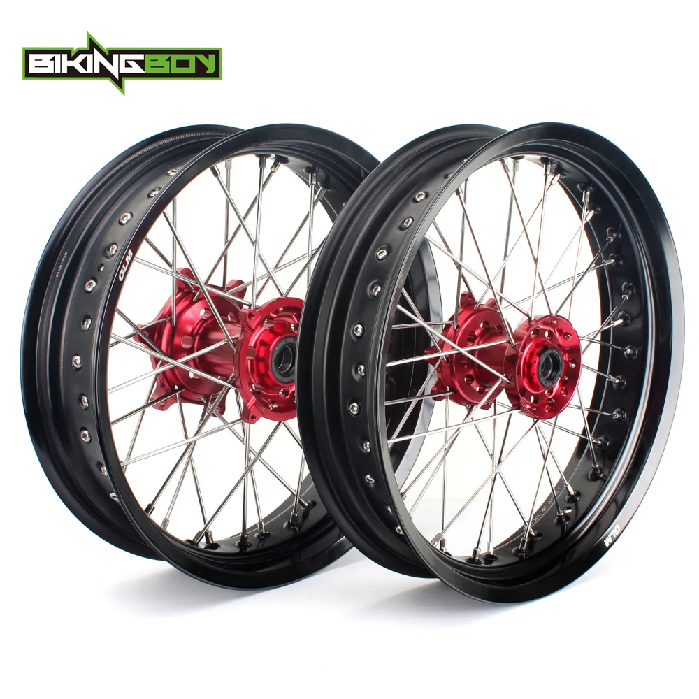 BIKINGBOY 17 &quotSupermoto полный комплект переднее заднее колесо обод ступица для HONDA CR 125 250