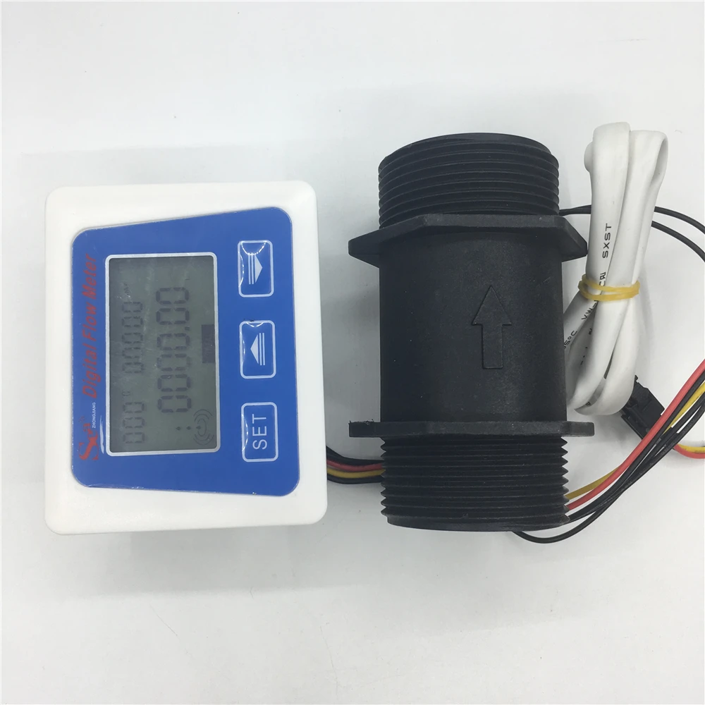 DN40 пластик датчик расхода + ЖК дисплей цифровой измеритель потока