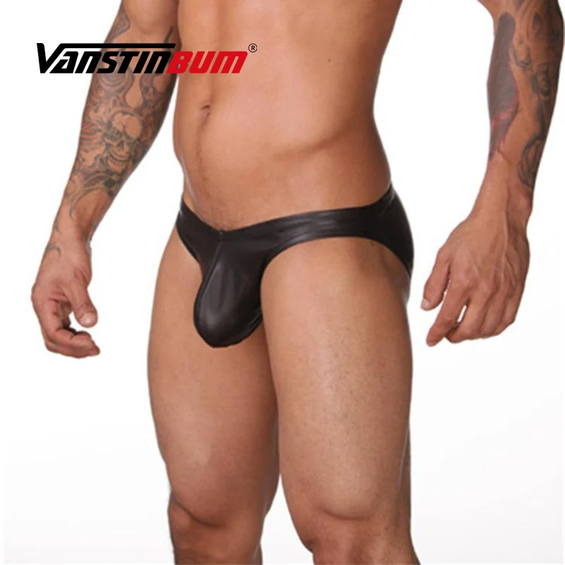 Мужское нижнее белье сексуальные искусственная кожа с заниженной талией