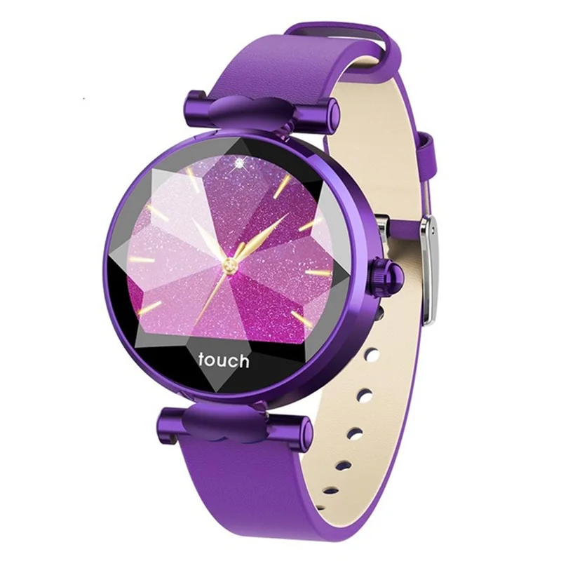 Purple-Leather band Для женщин Фитнес браслет здоровья Smart Сердечного ритма приборы для измерения артериального давления водонепроницаемый браслет Смарт Bluetooth часы iPhone samsung - Цвет: Purple-Leather band