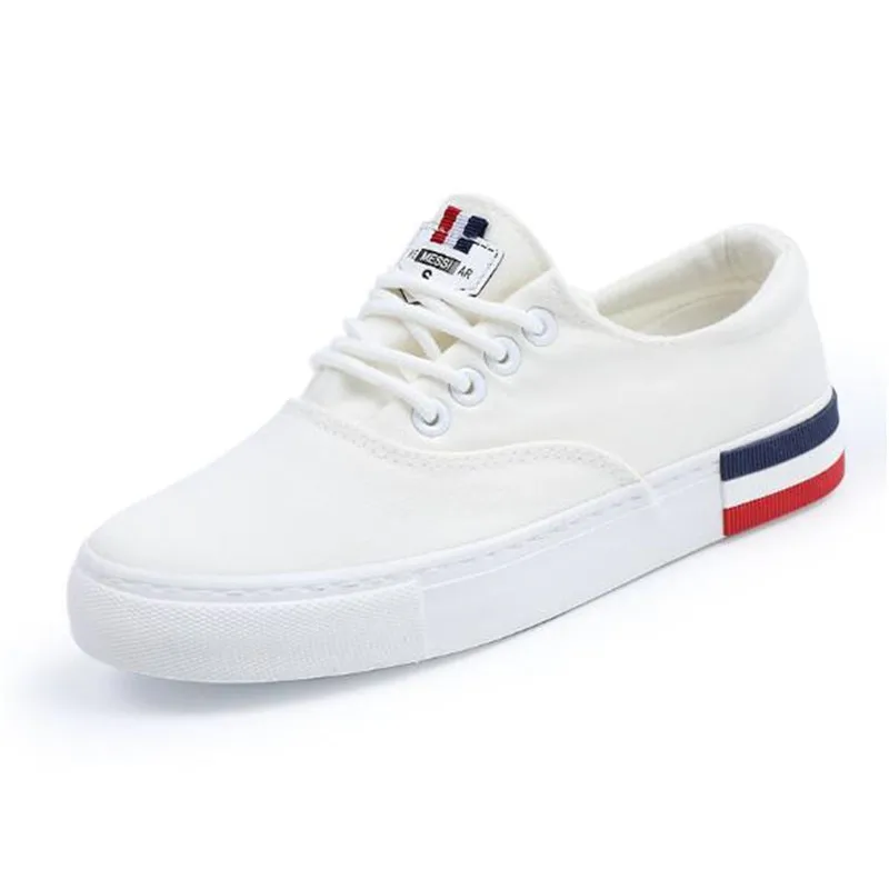 2017 Женская мода повседневная Холст плоские белые туфли Дамы Твердые кроссовки