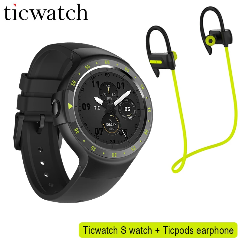 Оригинальный Ticwatch S Smartwatch + Ticpods смарт наушники Bluetooth 4 1 MTK2601 Dual Core 2 ГГц Android Wear 0 для