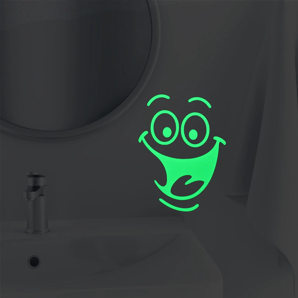 Смешные Мультяшные светящиеся стикеры с большим ртом и улыбкой для ванной стены