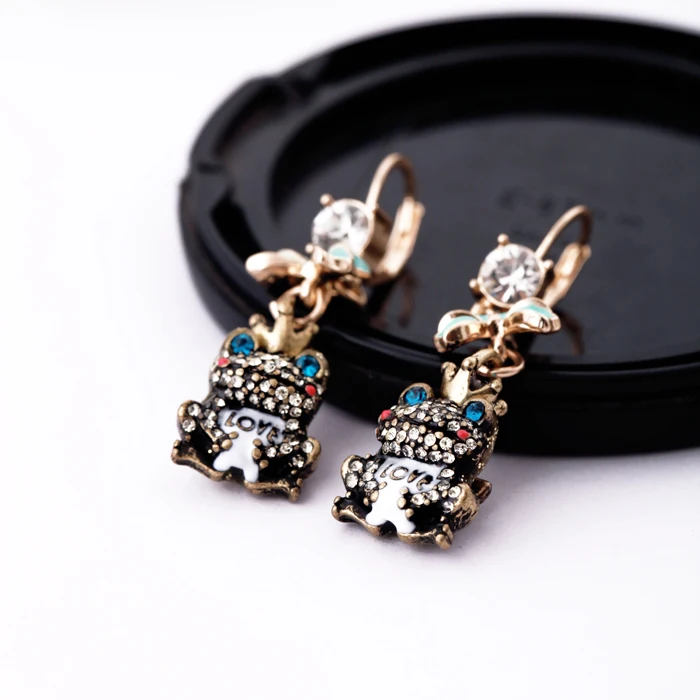 Женские Эмалевые Серьги-банты серьги лягушки с кристаллами | Украшения и