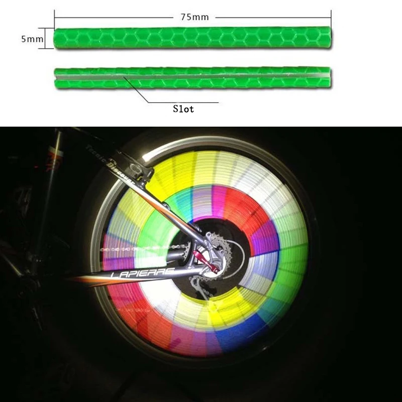 12 pcs Portable Cycling Spoke Reflective Strip Bike Wheel Reflector Clips Warning Card Security Protection Material | Безопасность и