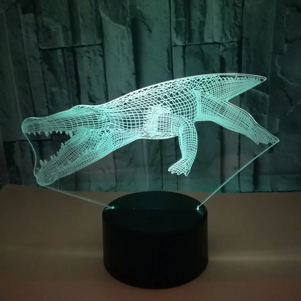 3d ночник с крокодильей текстурой цветной сенсорный светодиодный визуальный