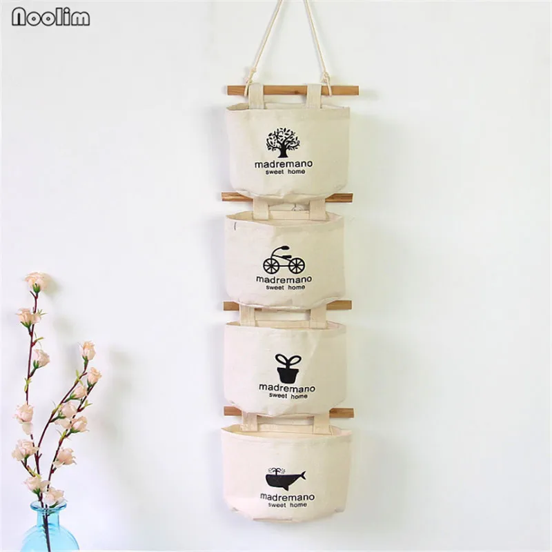 NOOLIM льняная/хлопковая ткань настенная Дверь Шкаф висячая Сумка Для Хранения