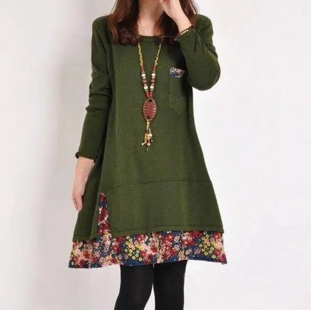 

summer women patchwork large size dress elegant lady dress casual female sundress Plus-sized dress