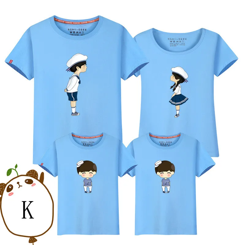 Родитель-ребенок Футболки прекрасный мультфильм рубашка любителей Семейные