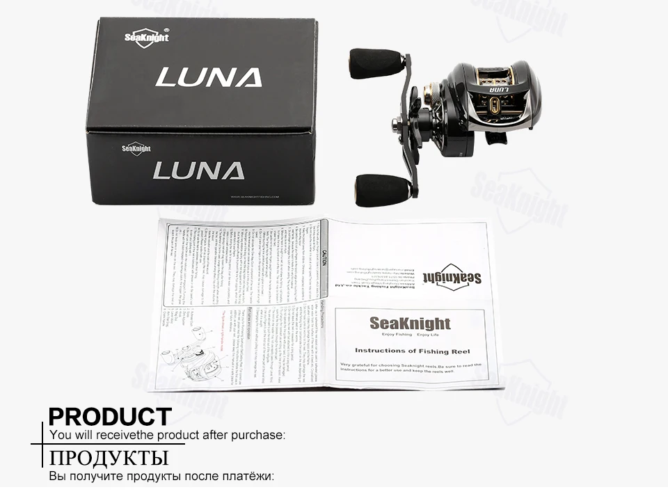 SeaKnight Luna Baitcasting Рыбалка катушка 12BB 5.0 кг 7.6: 1 высокая Скорость отношение супер свет литья Катушка C60 углерода Волокно fishng колеса