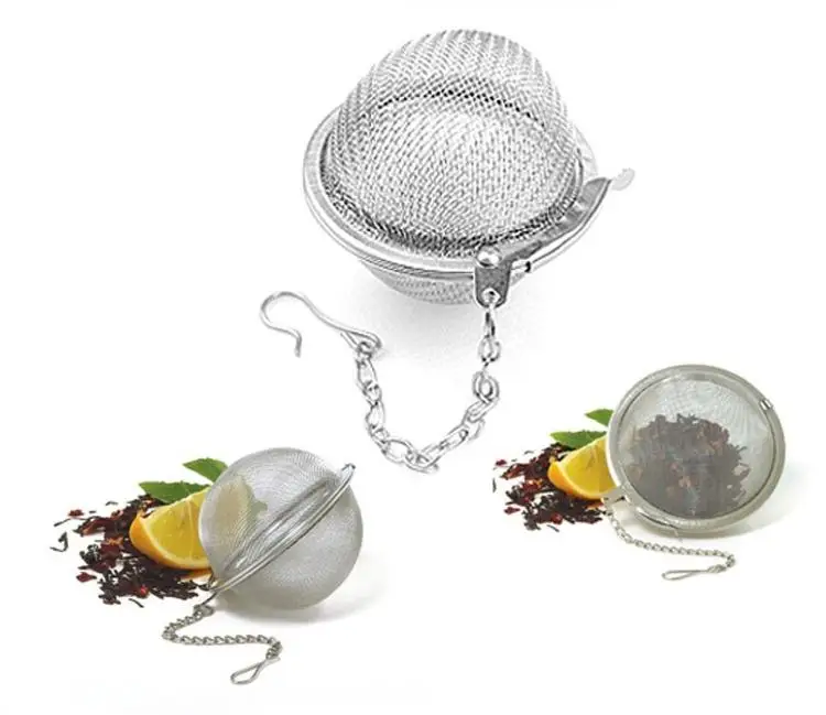 

New Tea Infuser Stainless Steel Locking Tea Pot Infuser Reusable Sphere Mesh Tea Strainers Kitchen Drinking Accessories SN1261