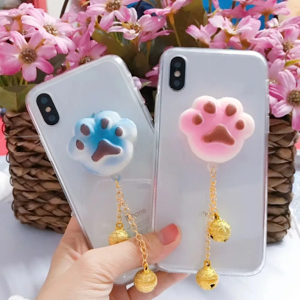 3D кошка лапой мягкими телефон чехол для iPhone X 6 7 8 Plus Clear ТПУ Силиконовый гель