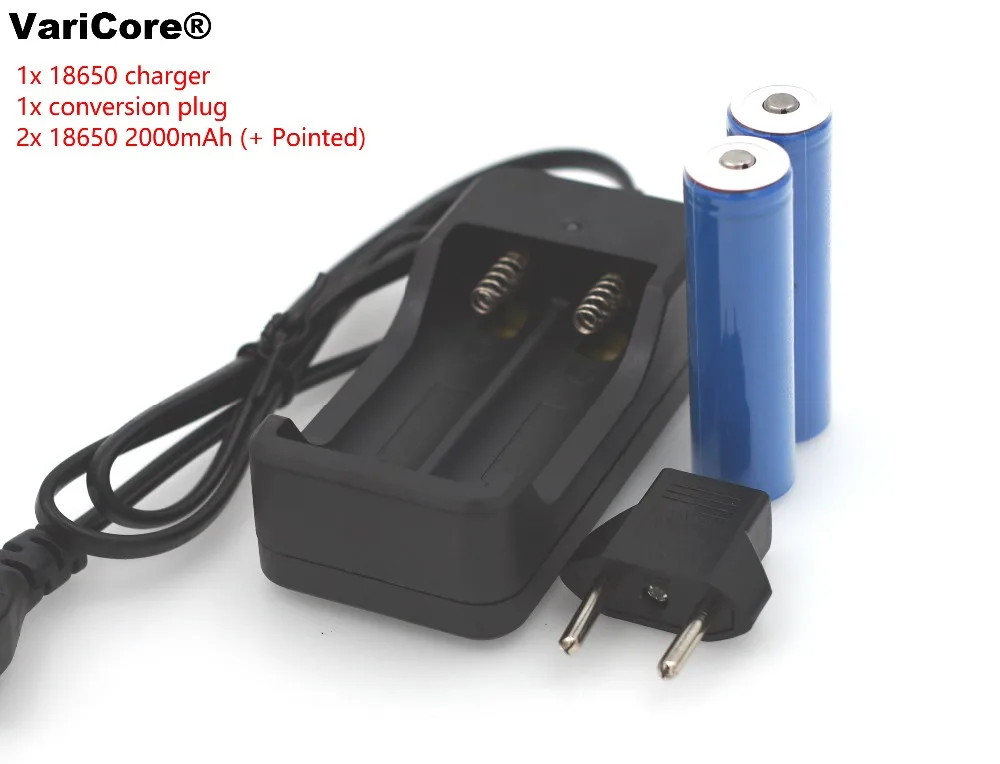 2 шт. Новый аккумулятор 18650 3 7 в 2000 мАч литий-ионный фонарик батарея + зарядное