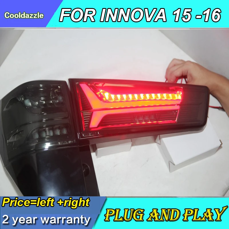 Светодиодный задний фонарь для TOYOTA Innova черного цвета поворот 2015 2016 год|Фара авто