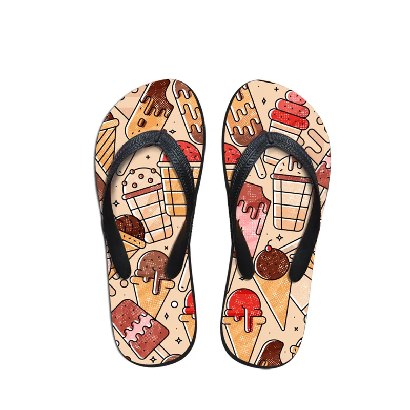 Летние шлепанцы с принтом мороженого бесплатная доставка | Обувь