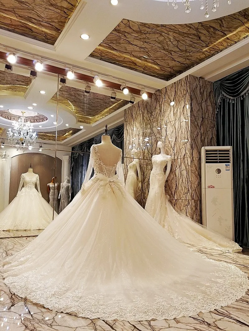 LS95372 robe de mariage 2018 кружевное бальное платье длиной до пола кружевные свадебные