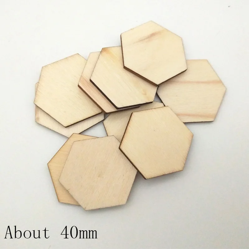 About 40mm WISHMETYOU 50 шт. 10-50 мм деревянный брелок шестиугольные украшения формы для рукоделия украшение, Скрапбукинг DIY украшения вечерние - Цвет: About 40mm