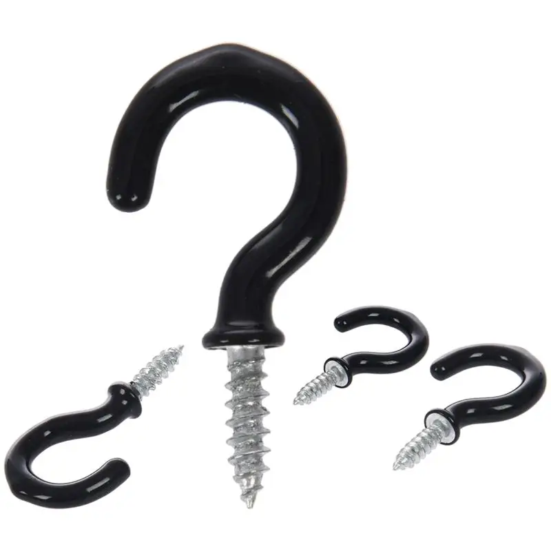 1.1&quotCup Mug Hooks Shouldered Metal Screw-in plastic coated Hanging black 25pcs | Обустройство дома