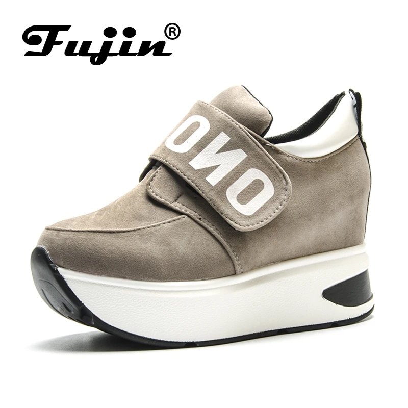 Женские парусиновые кроссовки Fujin черные красные серые лоферы на платформе