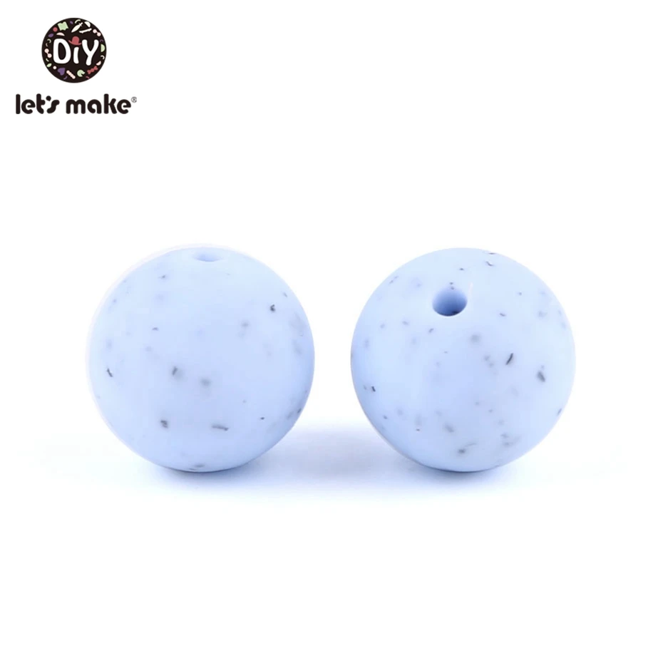 spots blue Let's Make 100 шт Силиконовые Прорезыватели для зубов 15 мм круглые Прорезыватели для зубов жевательные ожерелья Прорезыватели для зубов игрушки DIY детские товары Прорезыватель для зубов - Цвет: spots blue