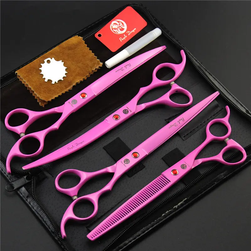 

Purple Dragon 8" Professional Tools Kit Pet Dog Grooming Scissors Set Straight & Curved & Thinning Shears Animals Hair Cutting
