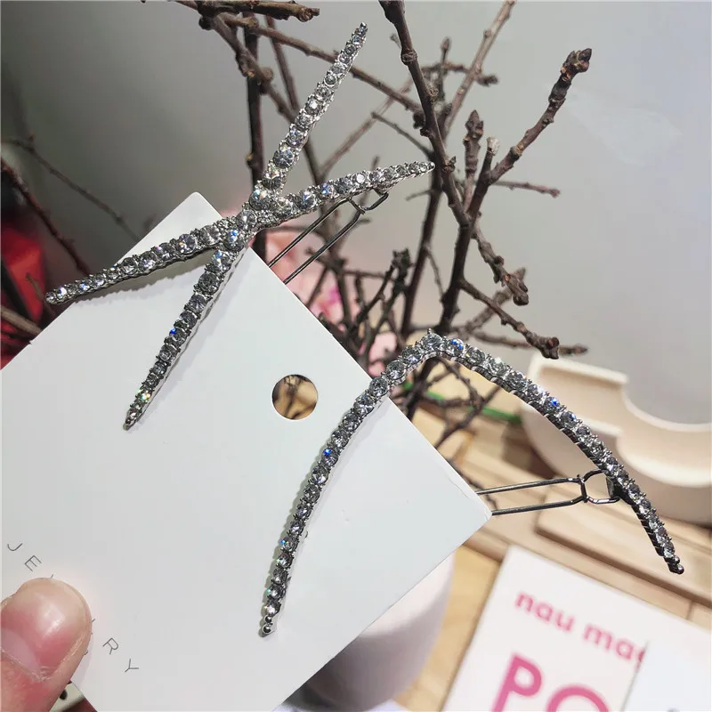 Корейский модный Блестящий Кристалл Стразы заколки для волос женщин