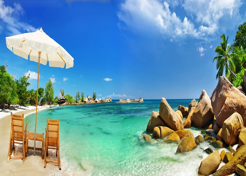 

High Quality Customize size Modern seabeach scenery Europe Style 3D curtains Living Room Curtain window room