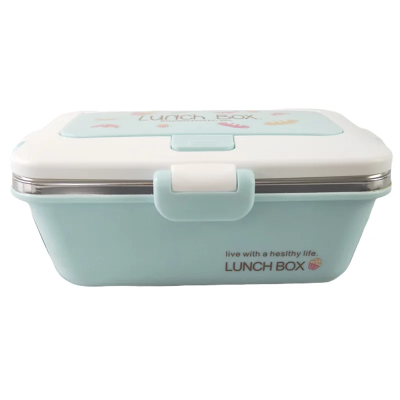 Green ONEUP Ланч-бокс из нержавеющей стали Ins мультфильм 900 мл Bento box экологичный контейнер для еды ланчбокс для пикника школьный офис - Цвет: Green
