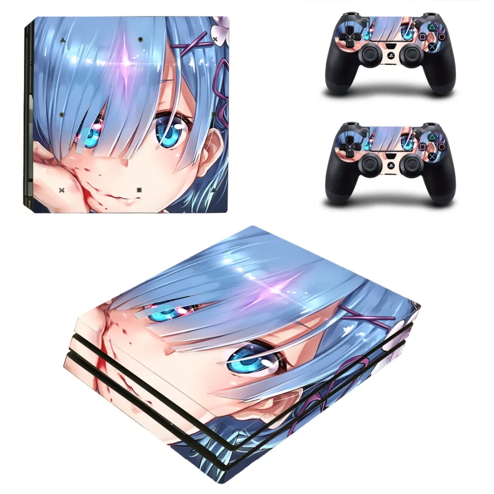 RE Life в другом мире от Zero PS4 Pro Наклейка для PlayStation 4 консоль и 2 контроллера