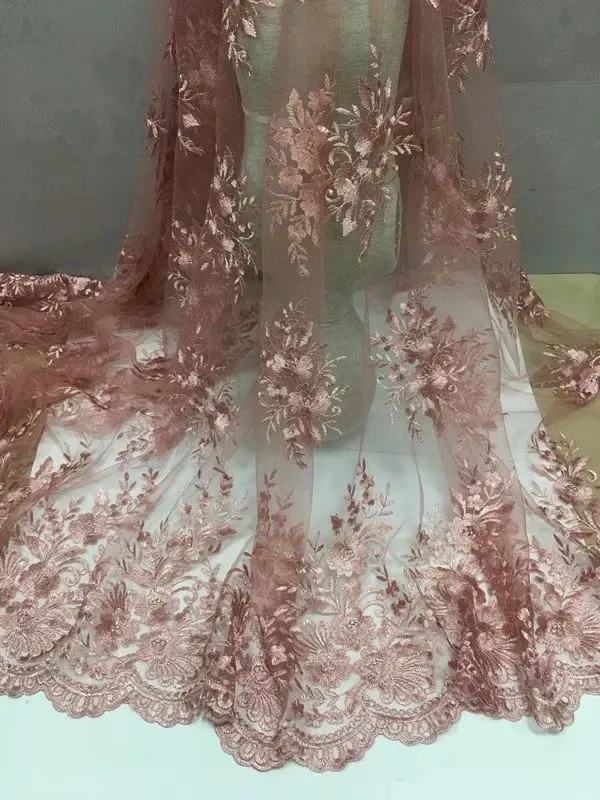 Красивая Цветочная вышивка ткань французского тюля модная сетчатая кружевная