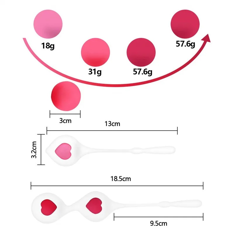 GUIMI 4pcs Vaginal Geisha Ball Love Heart Postpartum Recovery Vagina Tightening Exercise Silicone Kegel Balls Sex Toys for Woman |