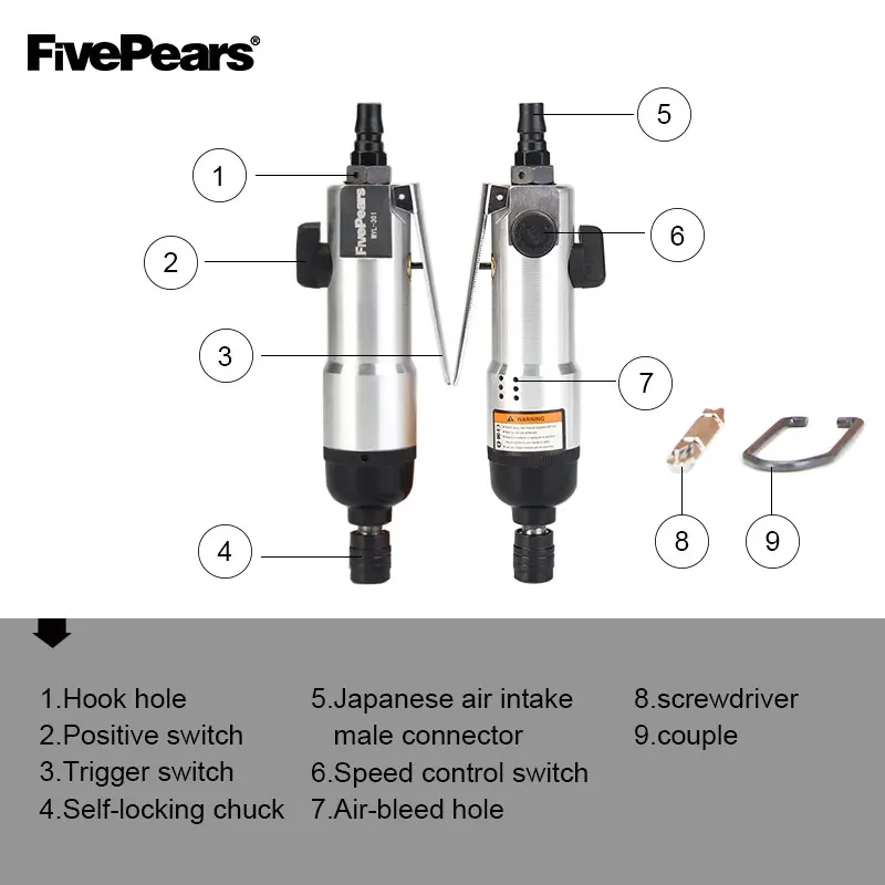 FIVEPEARS Air отвертка пневматические воздушные инструменты 10500 Бесплатная скорость