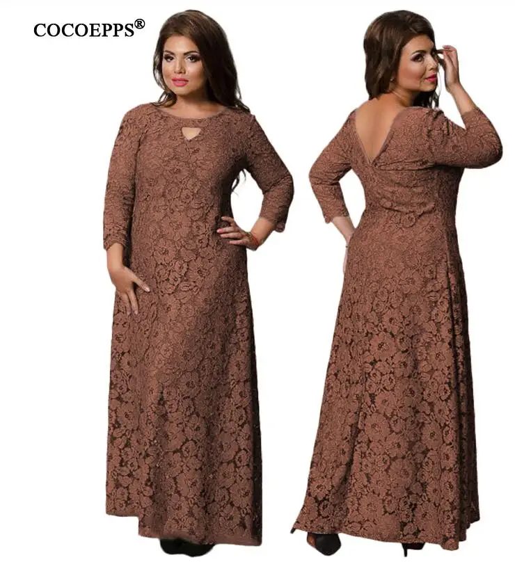6XL, новинка, весна-лето, женское длинное платье, кружевное, размера плюс, модные, вечерние, элегантные, большие, большие размеры, макси платья, одежда для девочек - Цвет: grey
