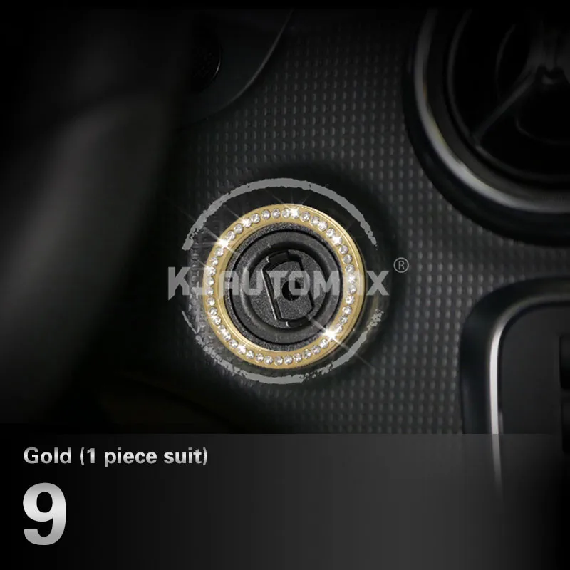 9.Golden KJAUTOMAX для Mercedes Benze B200 B180 B260 с украшением в виде кристаллов украшения стайлинга автомобилей Кондиционер кольцо выхода дверной болт крышки логотип рама - Название цвета: 9.Golden