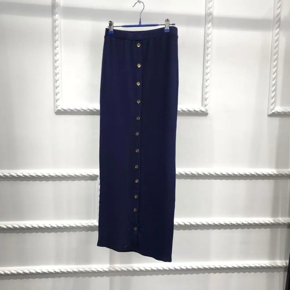 navy blue Модная женская юбка, мусульманские длинные юбки, Трикотажная хлопковая юбка-карандаш, Рамадан, вечерние, для культа, Исламская одежда - Цвет: navy blue