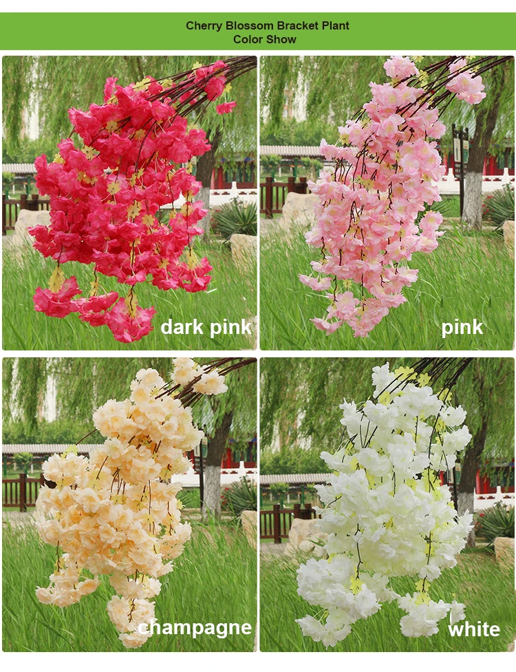 High Densities 4 6 fork Fake Cherry Blossom Flower Branch Begonia Sakura Tree Stem for Event Wedding Tree Deco Artificial Decora