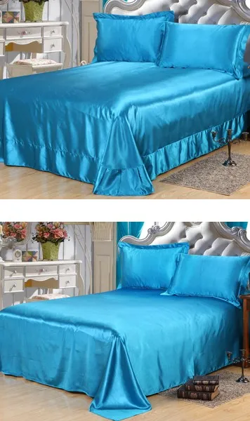 4 шт. простыня набор атласные шелковые постельные принадлежности Голубое озеро