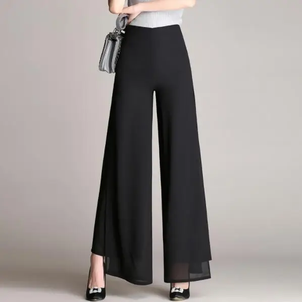 2019 женская черная рабочая одежда тонкая молния танцевальные брюки палаццо с