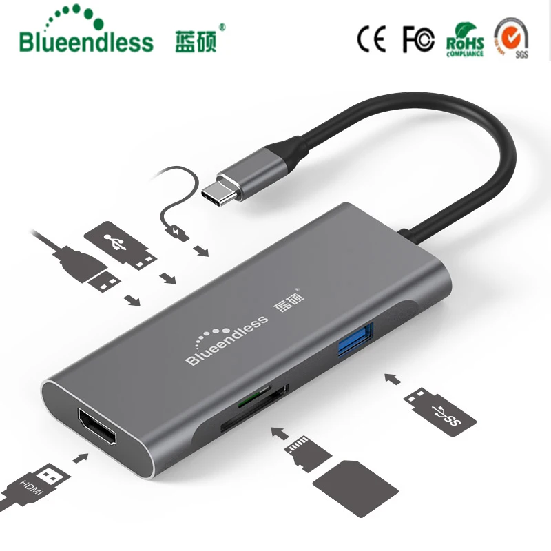 Blueendless USB C Type 3 1 сплиттер с портами HUB на Multi 0 адаптер HDMI для MacBook Pro аксессуары