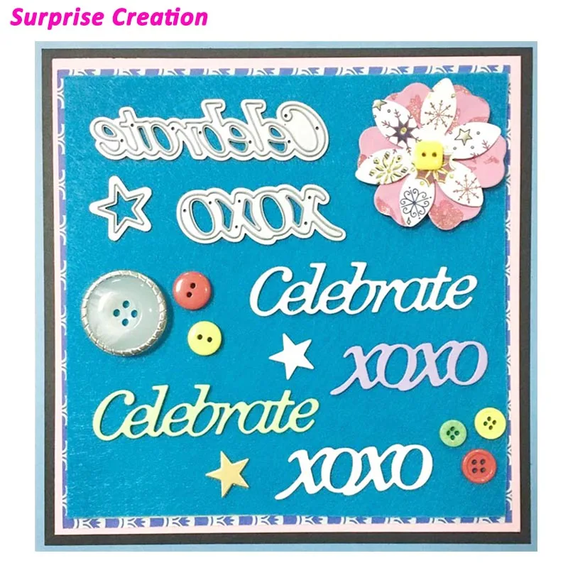 Сюрприз создание 3-Set комбинации штампы торт вечерние и праздновать xoxo Cardmaking& Скрапбукинг
